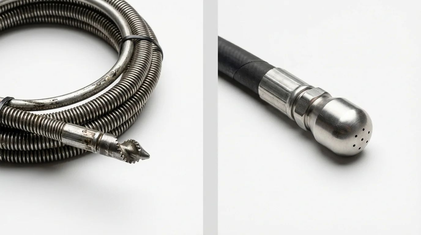Drain snake cable and hydro jetting nozzle used for drain cleaning in Carbondale, CO
