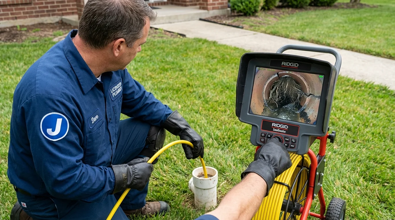 Sewer camera inspection being performed by Johns Plumbing LLC in Carbondale