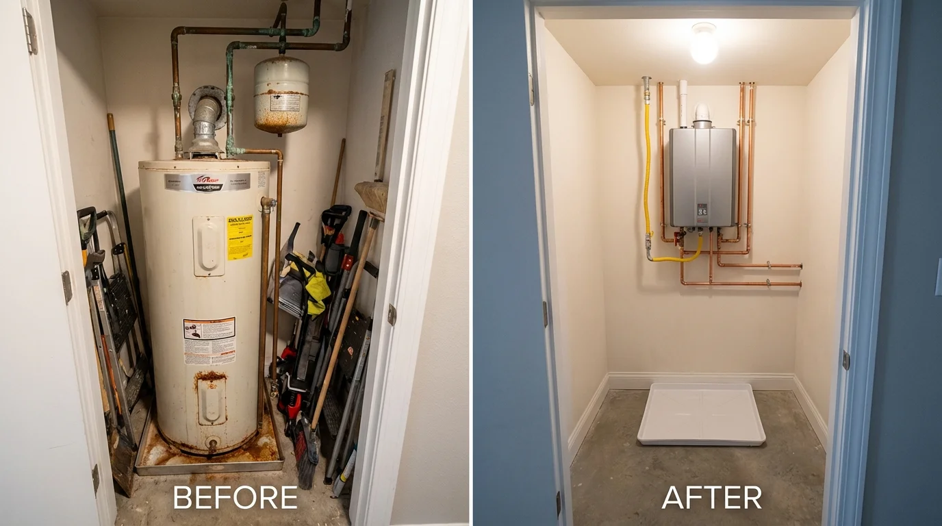 Tank water heater versus wall-mounted tankless unit comparison for Carbondale, CO homeowners