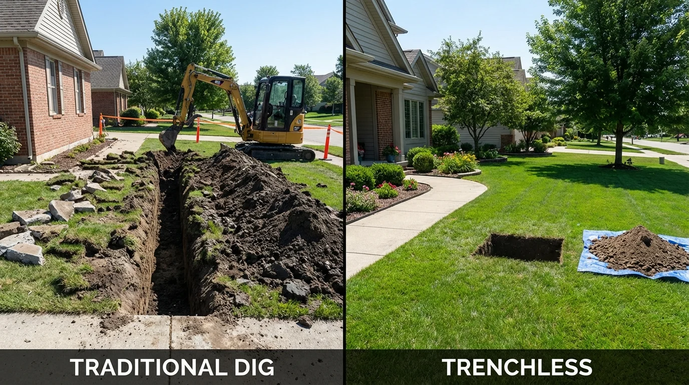 Trenchless sewer repair with minimal yard damage versus traditional excavation in Carbondale, CO